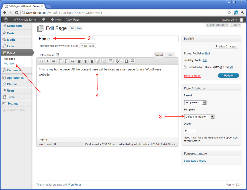 Creating Static Front Page in WordPress